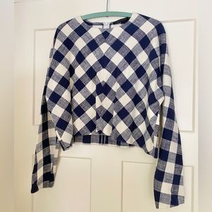 Buffalo check cropped long sleeve top by Zara